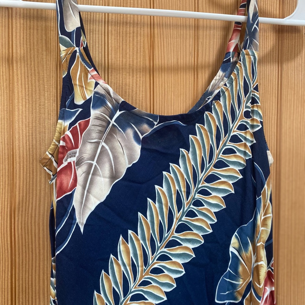 Hilo Hattie Navy Floral Maxi Dress with Red and Cream Accents - Picture 3 of 7